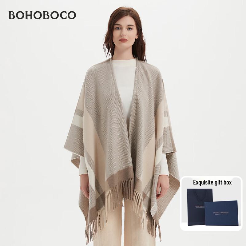 BOHOBOCO Pure Wool Herringbone Shawl Scarf Blanket One Size