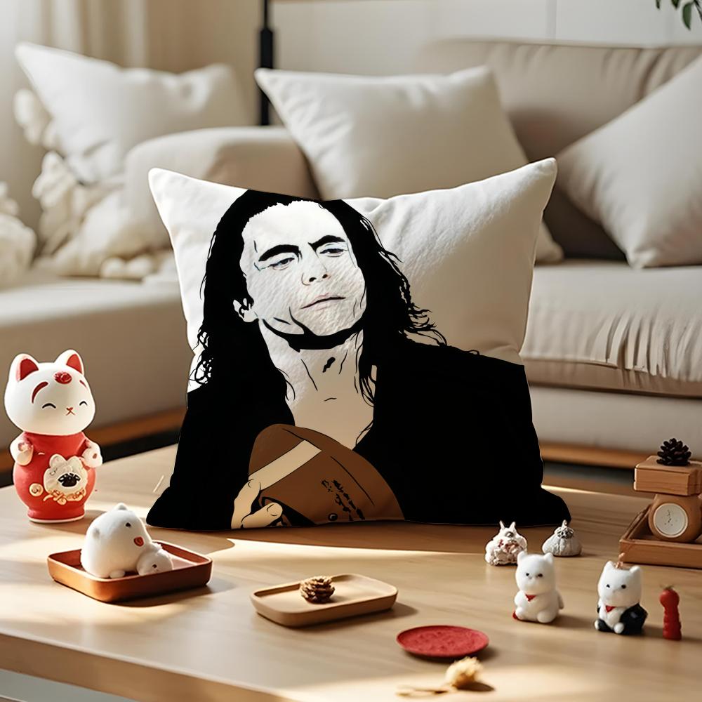 The Room TTommy Wiseau Pillow Case Antidustmite Pillowcase Invisible Zipper Silky Short Plush Sofa Cushion Cover