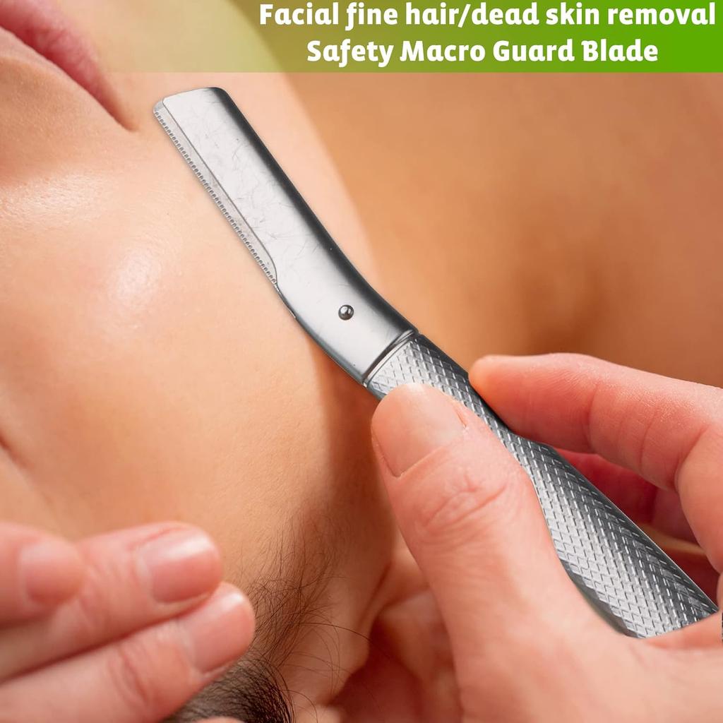 Dermaplaning Tool for Face Exfoliation, with 20 Replaceable Blades (Silver)