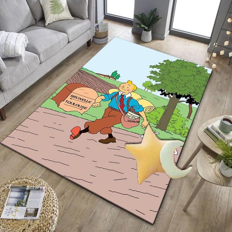1PC The Adventures of Tintin Print rug suitable for office chair areas living rooms and computer desks perfect for home offices and an ideal holiday g