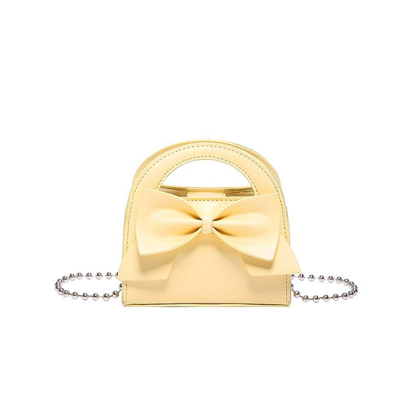 Trendy Chain Mini Crossbody Bags For Women  New Simple Pink Cute Bow Handbags Summer Solid Color Small Square Shoulder Bag