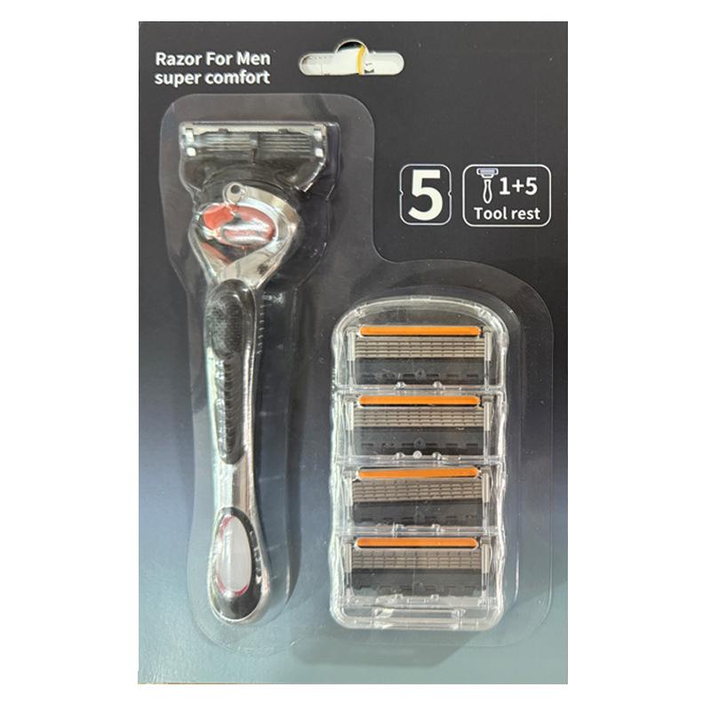 German Quality Five-Layer Men's Manual Shaving Razor with Gillette Blade for Universal Hair Removal