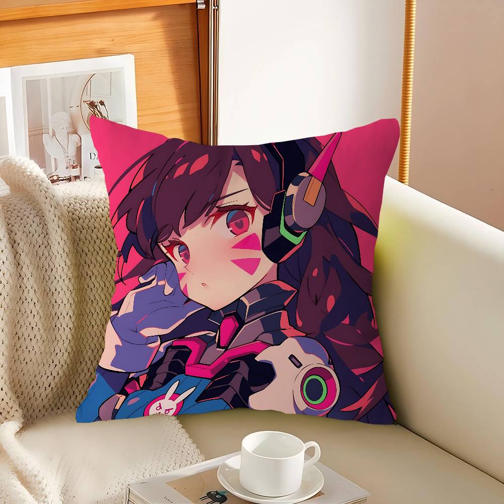 D.Va Cartoon Pillowcase Toon Gift Cushion Cover Bedroom Home Sofa Chair Seat Decor Pillow Case