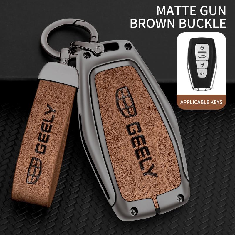 Car Key Case Cover Bag Alloy Leather for Geely Emgrand X7 EX7 Coolray Atlas Boyue GT GC9 NL3 Tugella Car Styling Accessories