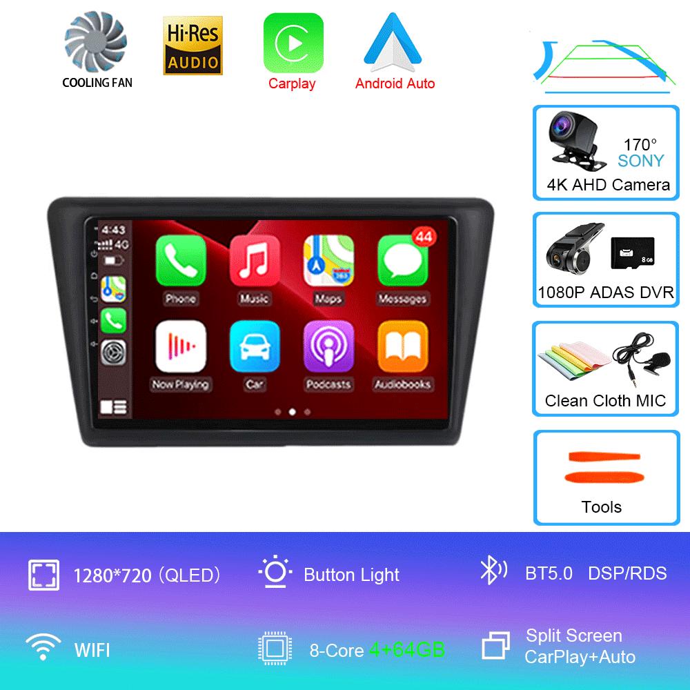 Android 14 Car Radio For Skoda Rapid 2013-2019 Multimedia Video Player Stereo GPS Navigation Wireless Carplay Android Auto WIFI