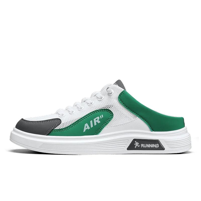 

Мода 2024 года, полутапочки, мужские низкие парусиновые туфли, повседневные дышащие кроссовки в корейском стиле, осенние повседневные нескользящие кроссовки на шнуровке 39 зелёный