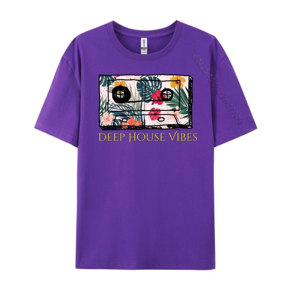 Deep House House Music Cassette Tape T Shirts For Men Original Mens TShirts Graphic Cotton Short Sleeve