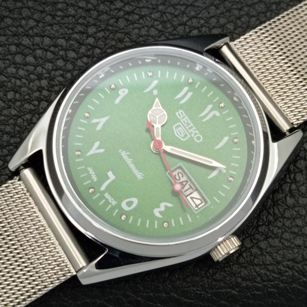 VINTAGE REFURBISHED SEIKO 5 AUTOMATIC 6309A JAPAN MENS GREEN WATCH a441178-4
