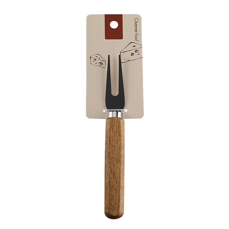 In-Stock Cheese & Butter Knife Set: Stainless Steel Black Blade with Acacia Wood Handles, Western Cutlery