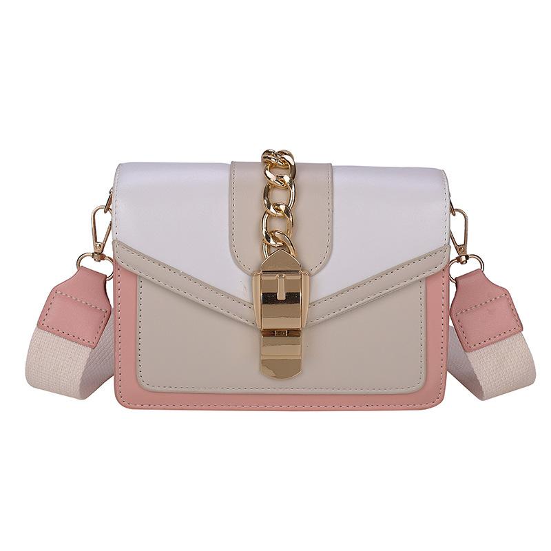 Women Contrast Color Leather Handbag Fashion Simple Shoulder Messenger Bag Ladies Cross Body Bag