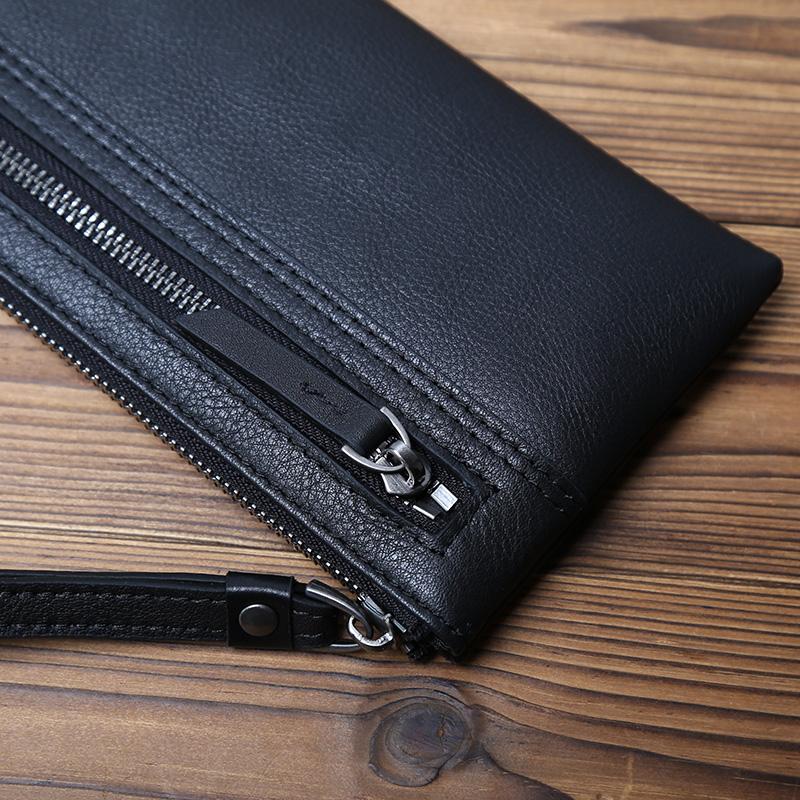 NZPJ Leather Men's Wallet Natural Leather Clutch Bag Long Bank Card Bag Large Capacity Coin Purse Casual Men's Mobile Phone Bag