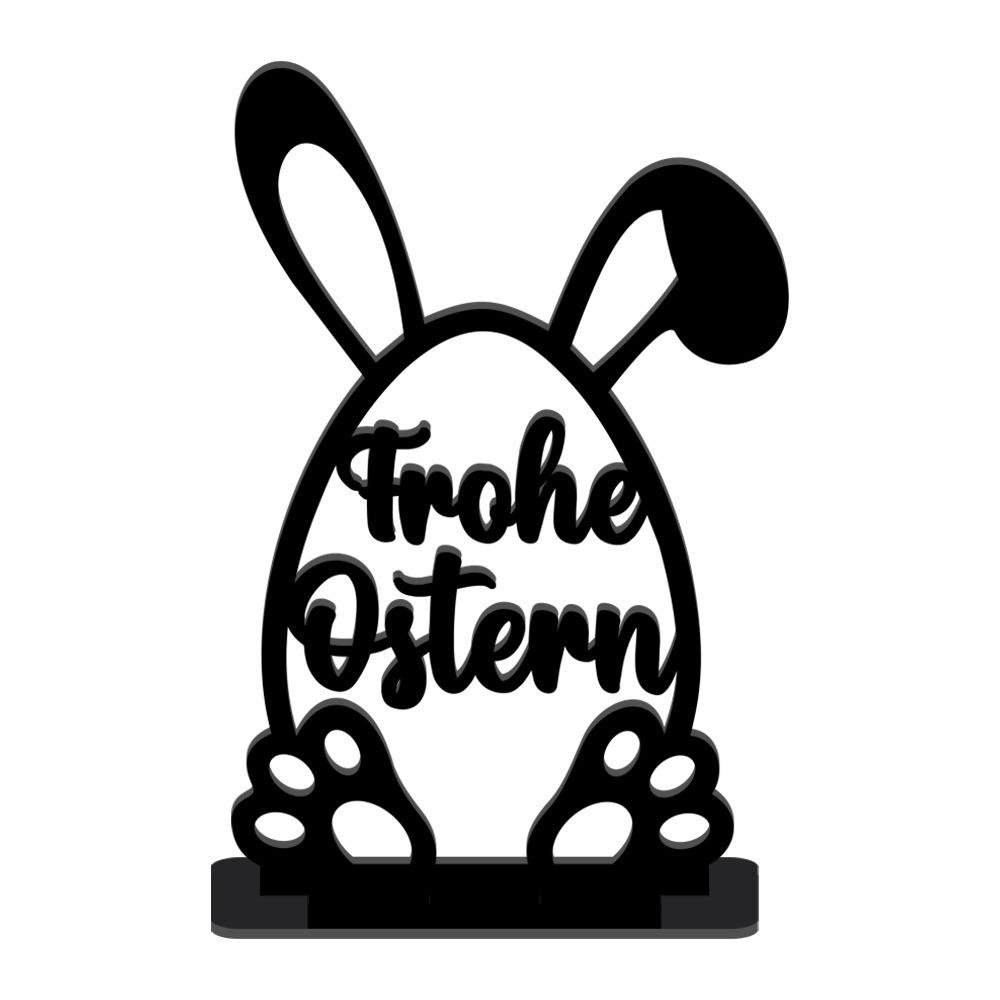 Cartoon Rabbit Easter Decorative Figurines Easter Egg Black Desktop Ornament Acrylic Accessories Hollow Carving Decoration