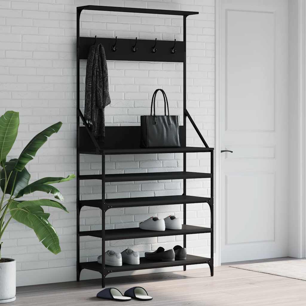 Clothing Rack with Shoe Shelf Black 90 X 34 X 184 Cm