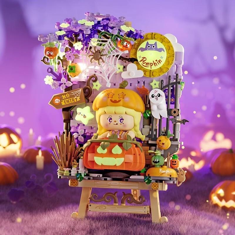 

Happy Halloween Blocks Painting Blocks Christmas Present Drawing Game Holiday Present Assembled Plaything Assembly Model 4115