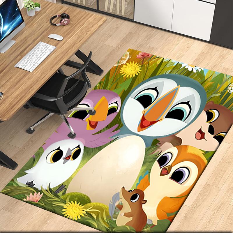 Puffin Rock Printed Carpetrugfor Office Chair Living Room Bedroom Kitchen Room Decor Gifts