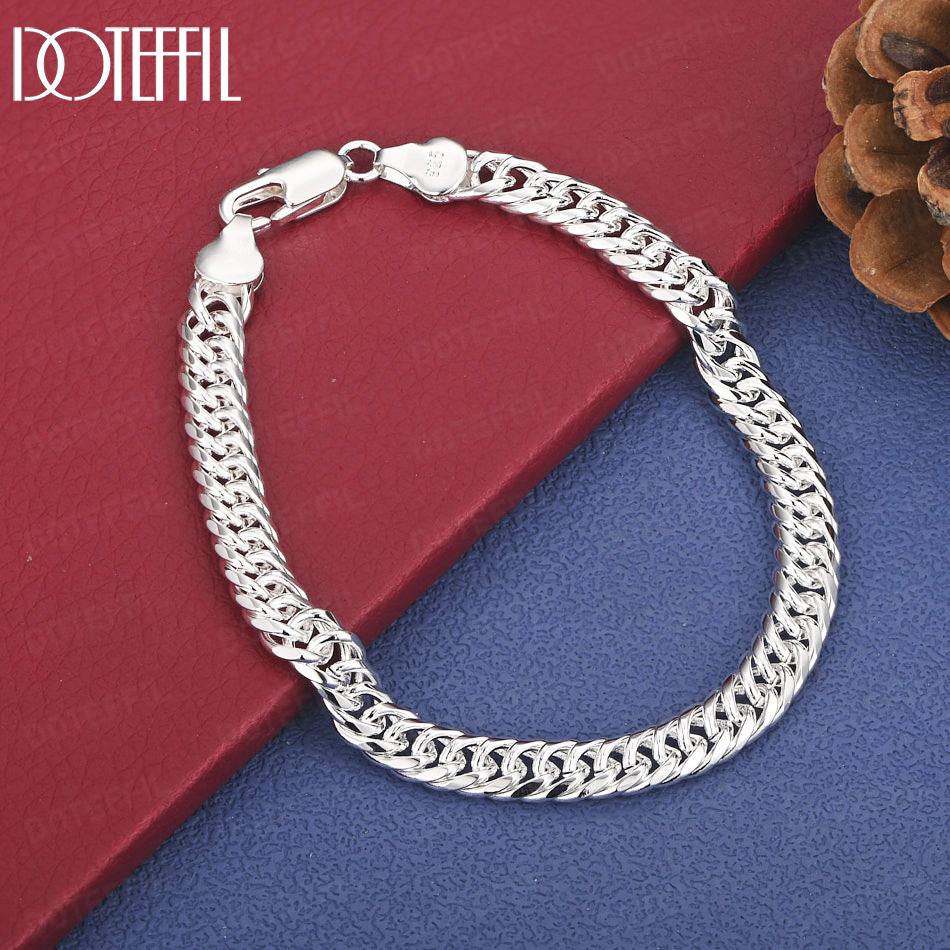 

925 Sterling Silver Side Chain Gift Bracelet Wedding Fashion Jewelry 20cm