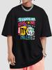 Korean Version Letter Women Back Graphic T-shirt Casual Loose Unisexga Short Sleeve Tees Shirts O-neck White Cotton 100% T Shirts