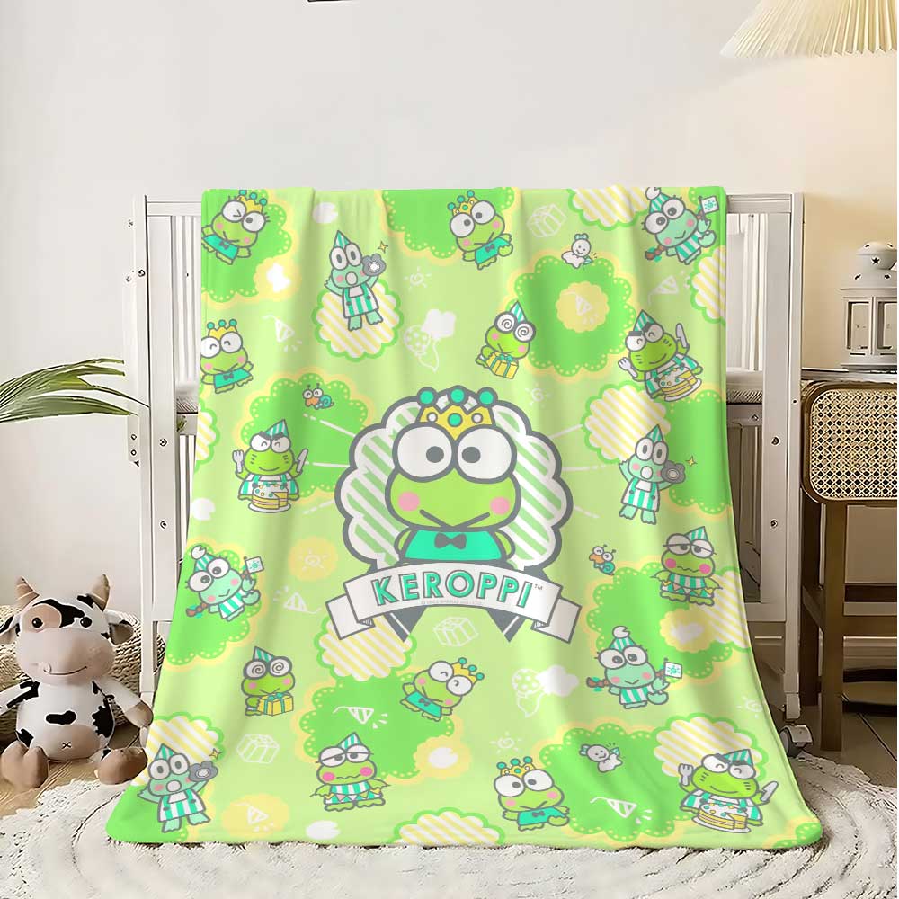 Keroppi Kawaii Luxury Blanket for Sofa Decoration Fluffy Soft Blankets King Size Bed Throw Home Interior Knee Nap & Throws Hairy