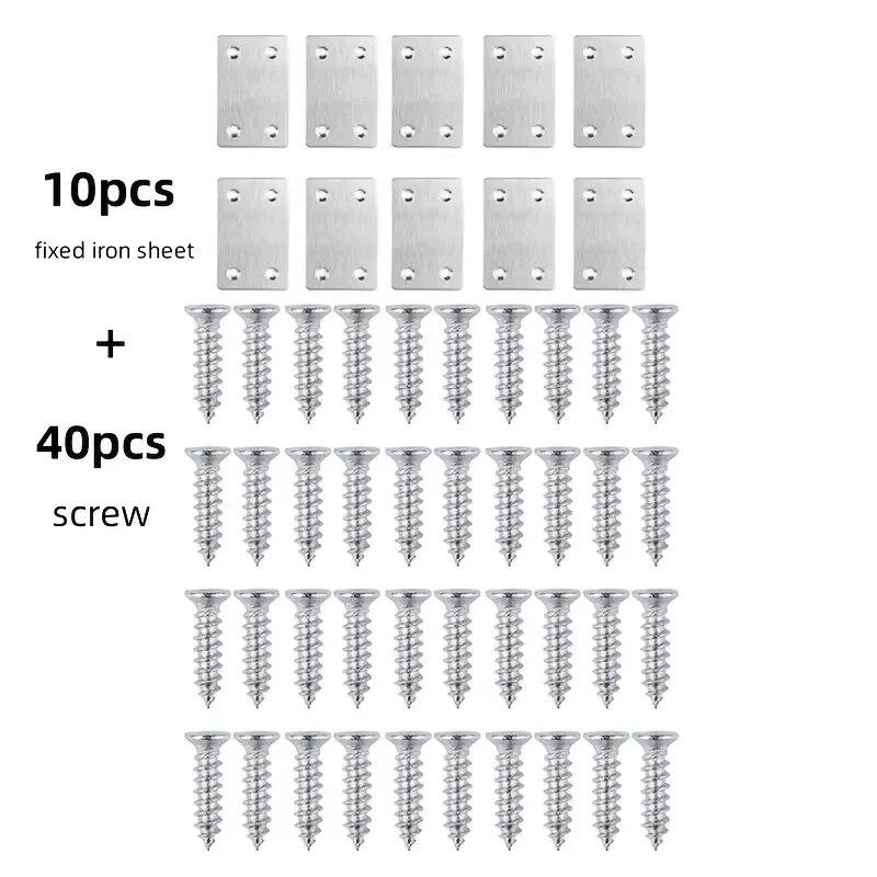 10Pcs of Stainless Steel Square Corner Brackets, Straight Four Hole Connectors, Used for Connecting Furniture, Wood, Cabinets