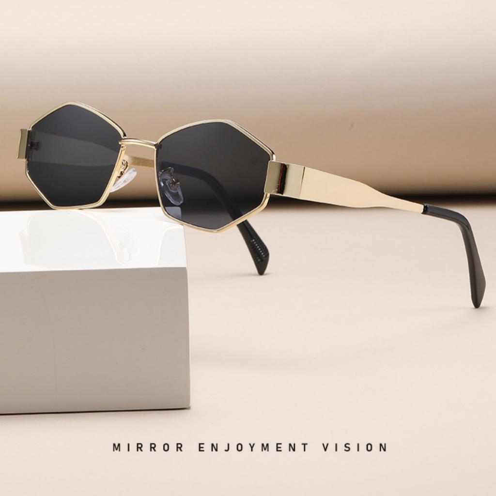 New Geometric Small Frame Metal Sunglasses For Women Fashion Outdoor Street Photography Trendy Personality Glasses