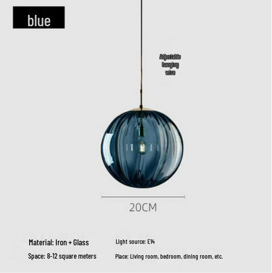 Nordic Colorful Water Ripple Glass Sphere Pendant Lamp for Bedroom or Bar.