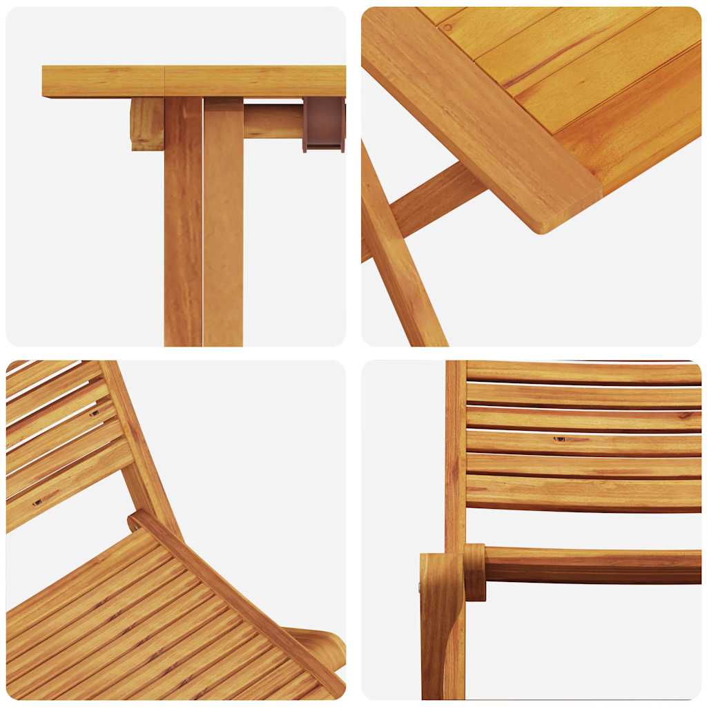 Folding Bistro Set 3 Pcs Brown Solid Acacia Wood