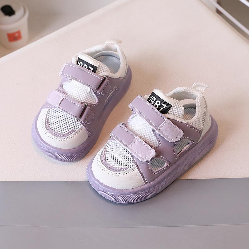 Kids Breathable Mesh Casual Shoes With Hook And Loop Fastener 22 фиолетовый