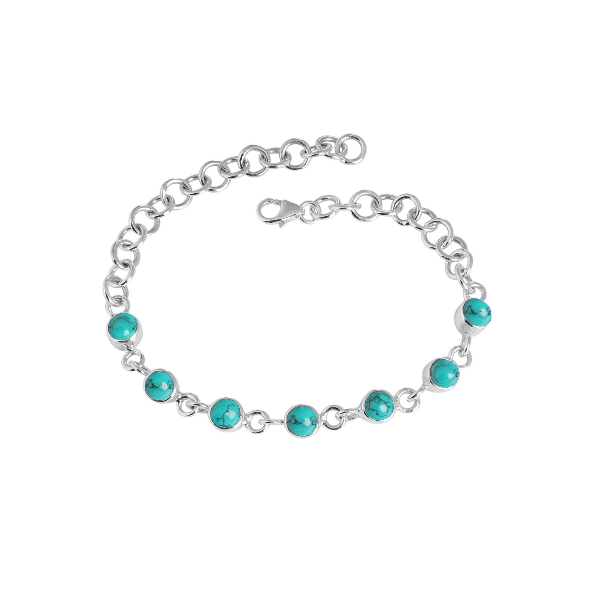 

Бирюзовый Серебряный Браслет, Ювелирные Изделия Ручной Работы из Стерлингового Серебра 925 пробы, Серебряный Женский Браслет, Эффектные Украшения, Подарок Для Нее Ab0547 7 -7.5 синий