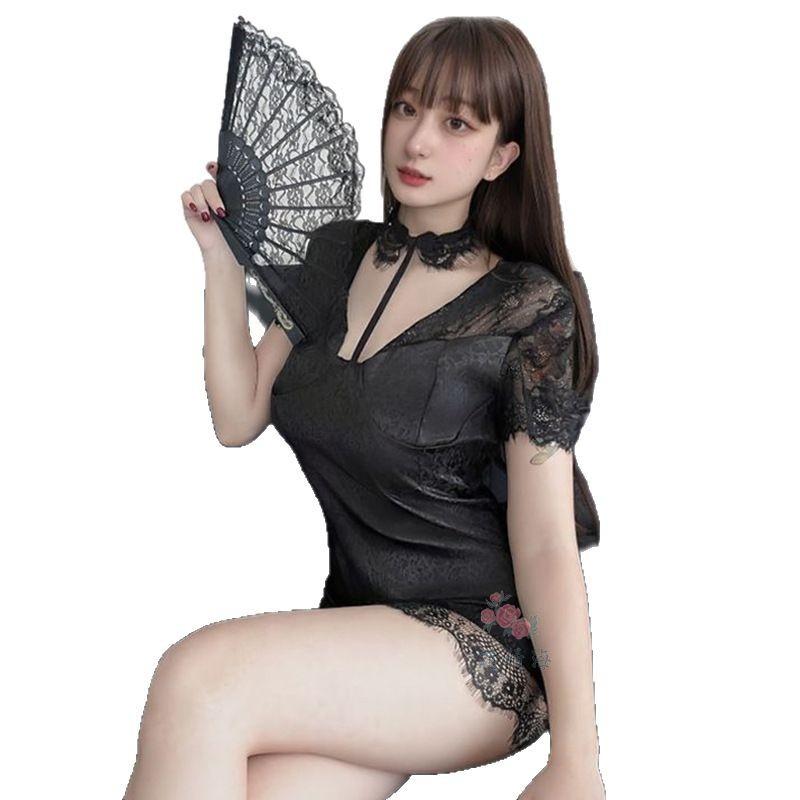 Sexy Underwear Female Sexy Antique Temptation Jacquard Lace Cheongsam Retro Slim Small Chest
