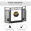 3 Panel Folding Fireplace Screen with 4 Tools Set, Steel Mesh Spark Guard with Double Door for Open Fire, Log Burner, 122W X 80H Cm, Black