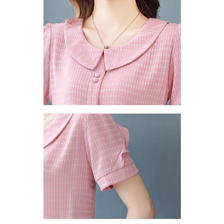 Summer Plus Size Blouse Women Vintage Chiffon Shirt Casual Loose Short Sleeve Tops