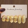 Elegant Geometric Gold Earrings Set - 3 Pairs of Versatile Water Drop Twist Designs