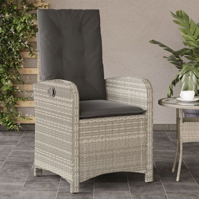 VidaXL Reclining Garden Chair Cushions Light Grey Braided Resin 365166