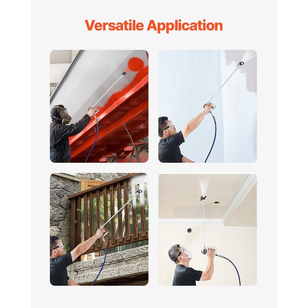 Airless Paint Spray Gun and Hose Kit, 3600PSI High Pressure Paint Sprayer Hose Set with 5 Tips, 211, 315, 417, 517, 623, Swivel Joint Airless Spray