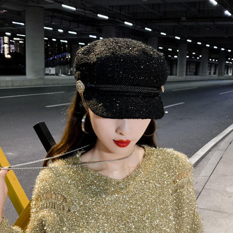 Boina feminina versão coreana chapéu da moda outono e inverno chapéu octogonal feminino moda retrô britânica boné versátil de celebridade da internet