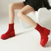 Women Ankle Boots Platform Chunky Heels Ladies Mesh Net Short Boots
