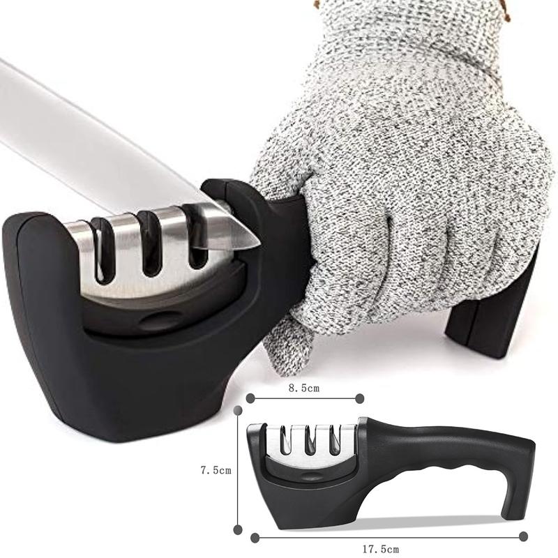 

Аксессуары для кухонных ножей, 3-ступенчатая точилка для ножей, помогает восстановить полировку лезвий, аксессуары для кухонных ножей, гаджет