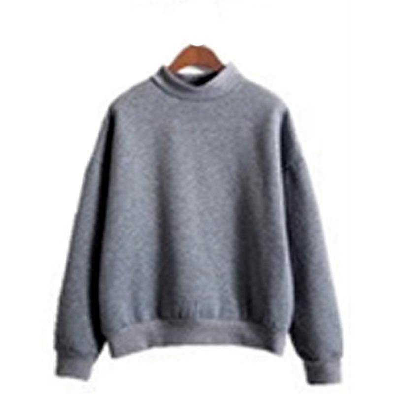 Nine-Color Korean Style Women's Winter Stand Collar Thick Pullover Sweatshirt