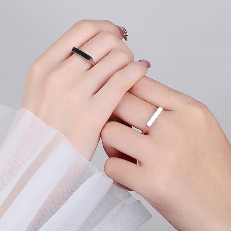 Stylish Sterling Silver Couple Rings Adornment Stylish Message Projection Rings Adjustable Rings In Sterling Silver