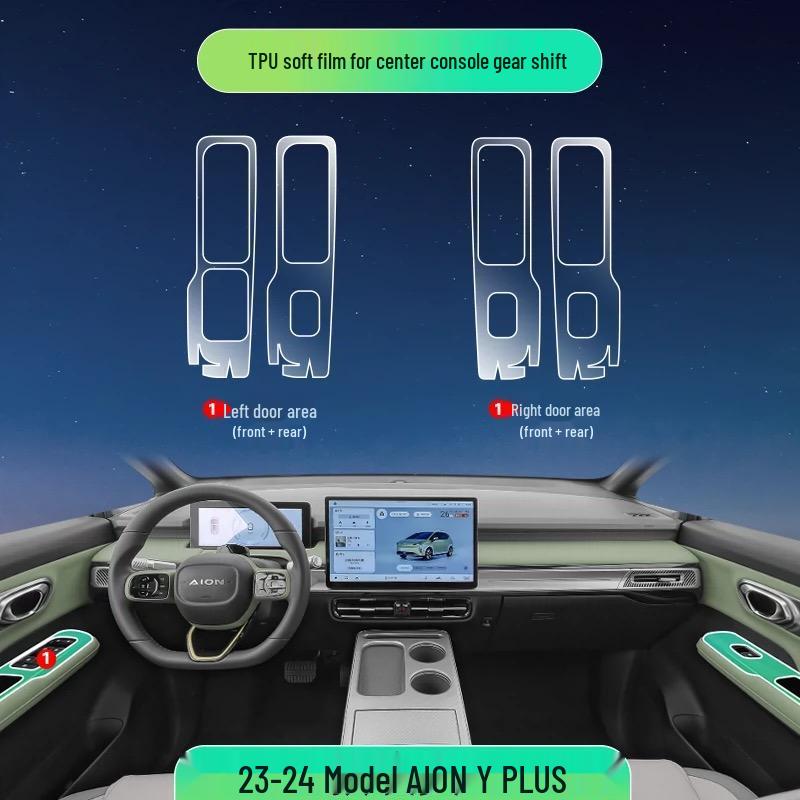 21-25 GAC AION Y Plus TPU Transparent Interior Film for Center Console and Door Panels