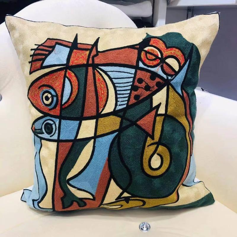 High Quality Picasso Abstract Cotton Pillow Cover Canvas Single-Sided Sofa Embroidery Cushion Cover For Living Room Home Decor