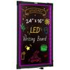 LED Message Writing Board, 24 X 16 Inch Illuminated Erasable Chalkboard, Neon Effect Menu Sign, Drawing Board with 8 Fluorescent Chalk Markers and
