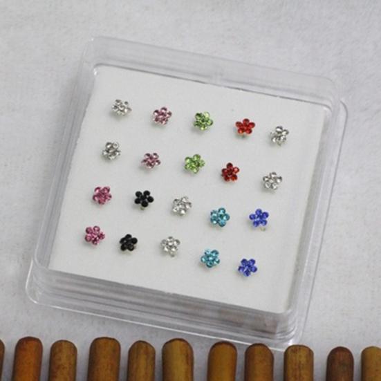 20 Teile/schachtel Frauen Blume Strass Versilbert Nase Stud Body Piercing Schmuck