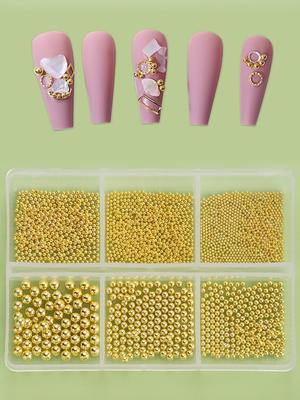 6-Grid Combination Set Nail Art Decoration With Steel Beads DIY Nail Charms Nail Gems Nail Supplies