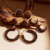 Autumn and Winter Flocking Leopard Print Geometric Round Water Drop U-shaped Ear Buckle Maillard Earrings