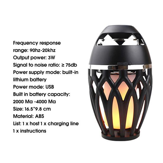 Bluetooth-compatible Speaker Multifunctional Stereo Sound USB Charging Hands-free Long Standby Time Decorations Gifts LED Flame Lamp Torch