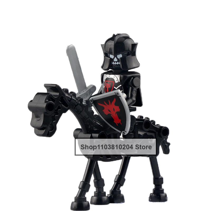 Skeleton Soldier Army King Knight Undead Horse Warrior Bricks Building Block Ringwraith Saddle Roman Soldiers Sword Waffen Toys