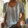 Women's All Over Print V Neck T-shirt - Casual Short Sleeve Top for Spring & Summer