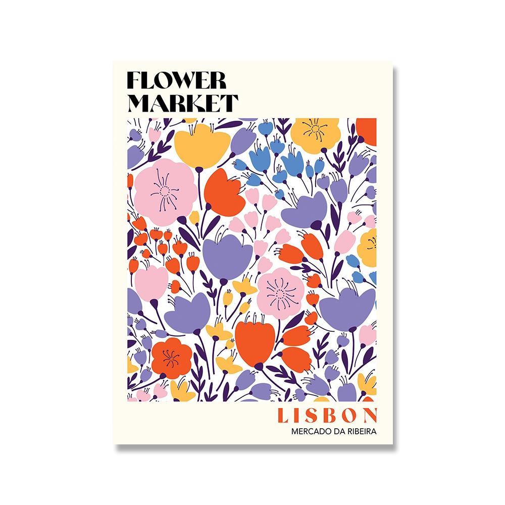 Abstract Colorful Flower Market Wall Art Canvas Painting Nordic Posters And Prints Wall Pictures For Living Room Home Decoration