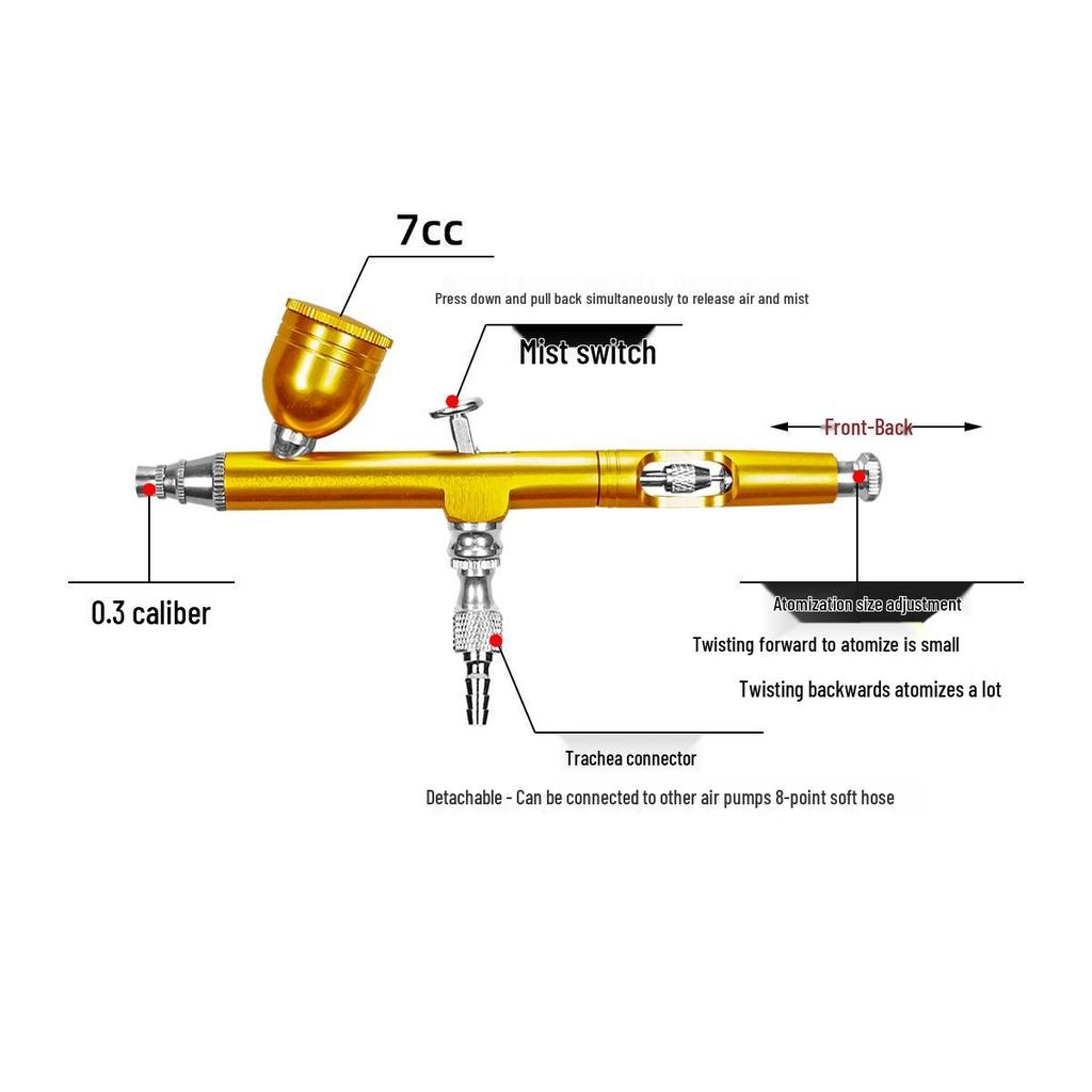 AR-130 Multi-Caliber Airbrush Set for Wall, Furniture, Cake, and Nail Art Painting and Repair